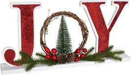 Christmas Wood Joy Sign for Home Decor, Decorative Wooden Cutout Joy Word Decor  - £17.21 GBP