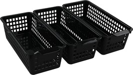 Begale Small Plastic Storage Baskets, Set Of 6, Black, 11&quot;L X 5&quot;W X 3&quot;H. - £27.13 GBP