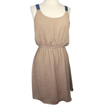Tan and Navy Mini Blouson Dress Size Medium  - £19.78 GBP