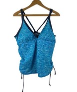 Free Country 18 XXL Tankini Swimsuit Top Tank Ruched Sides Blue Underwir... - £29.27 GBP