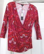 TALBOTS PETITES Knit Shirt PAISLEY PRINT Rayon Blend 3/4 Sleeve S &amp; SP- NWT - £19.62 GBP
