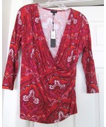TALBOTS PETITES Knit Shirt PAISLEY PRINT Rayon Blend 3/4 Sleeve S &amp; SP- NWT - £19.71 GBP