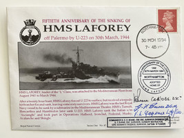 WWII 50th Anniversary of Sinking of HMS Laforey Signed Commemorative Cover - £39.96 GBP