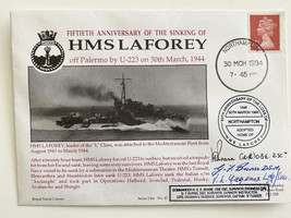 WWII 50th Anniversary of Sinking of HMS Laforey Signed Commemorative Cover - £37.39 GBP