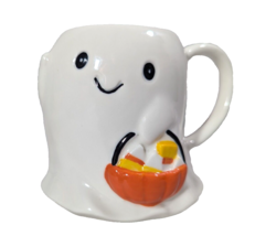 Halloween White Ghost Coffee Mug Basket Of Candy Corn Ceramic 3.5 X 5-in... - £13.29 GBP