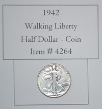 1942, Walking Liberty Half Dollar, # 4264, vintage coins, rare coins, old coins - £34.88 GBP