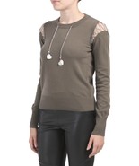 NWT Love Moschino Chain Detail Heart Pendant Sweater Gray Sz 44 IT - $205.15 CAD