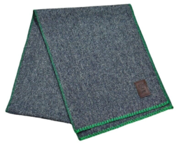 Woolrich Danner Old Growth Tweed Gray Wool Scarf Green Trim 68x13 Inch Rectangle - £41.90 GBP