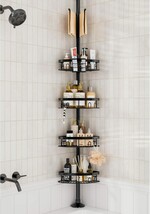 Rustproof Corner Shower Caddy Tension Pole, 4 Large Baskets For Bathtub ... - $72.95