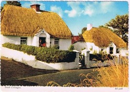 Postcard Irish Cottages Thatched Roof - $4.94