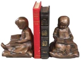 Bookends Young Girl Reading Traditional Hand Painted OK Casting USA Made - £157.80 GBP