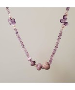Vintage Purple Glass Bead Necklace, Retro Art Glass Jewelry, Purple Beads - £28.95 GBP