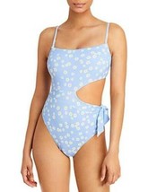 Msrp $98 Aqua Swim Cut Out Flower Print Blue One-Piece Size Xs (See Details) - £32.95 GBP