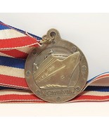 Vintage Carnival Cruise Medal RWB Ribbon Lanyard 2&quot; Pendant 16&quot; - £13.07 GBP