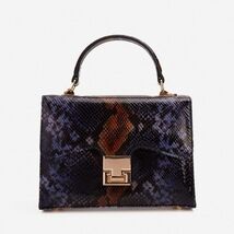 The Venezia Navy Blue Leather Snk Handbag image 2