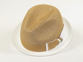 Men's Bently Semi Crushable Fedora Briad Straw Hat Enzo EN204 Cognac White image 3