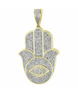 3 Ct Round Cut Diamond Eye Hamsa Shape Pendant 14k Yellow Gold Finish Fr... - £110.08 GBP
