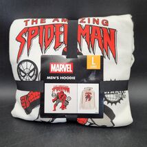 Marvel Men's Size Large Spiderman Graphic Print Beige Hoodie with Long S... - $18.79