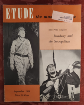 Rare ETUDE music Magazine September 1949 Ezio Pinza Darius Milhaud - £17.05 GBP