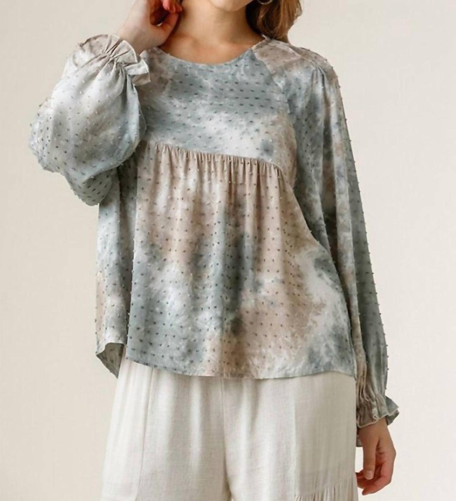 Umgee swiss dot babydoll blouse Olive Brown - $41.00