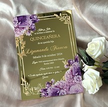 Gold Acrylic Wedding Invitation,Transparent,10pcs Silver Quinceanera Invite - £23.90 GBP