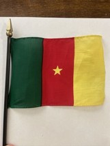 New Cameroon Mini Desk Flag - Black Wood Stick Gold Top 4” X 6” - £4.00 GBP