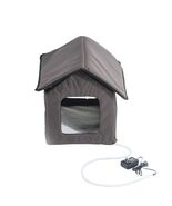 Kitty Cat House with Heated Lamb Wool Padded Cat Bed in Brown Lamb Wool ... - $125.73