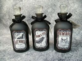 Gothic Matte Black Potion Bottles Witches Brew Apothecary Dark Magic Cur... - €14,59 EUR