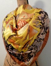 NWT   Women&#39;s Scarf 100% POLYESTER  35x35 inches  YELLOW BROWN - £14.08 GBP