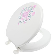 Embroidered Rose White Soft Padded Toilet Seat Round Cushioned Std Cover Comfort - £70.12 GBP