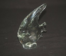 Vintage Clear Blown Art Glass Tropical Angel Fish Paperweight w Bubbles - £13.44 GBP