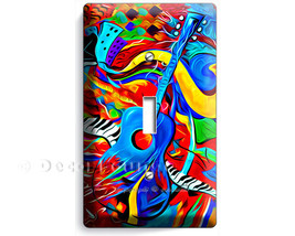 Colorful guitar saxophone music keys abstract modern art single light sw... - $18.99