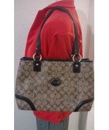 Coach Heritage Peyton Signature Logo Tan &amp; Brown Canvas Handbag - $602.35 MXN