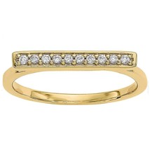 1/10CT Rund Natürlicher Diamant Stangen Verlobungsring 14K Gelbgold Versilbert - £174.29 GBP