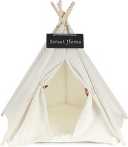 Pet Teepee Dog &amp; Cat Bed - Dog Tents &amp; Pet Houses with Cushion &amp; Blackboard, - £20.29 GBP