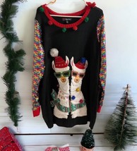 Llama Christmas Sweater Dress Pullover Sequins Women&#39;s Size XXL 33 Degrees  - £19.48 GBP