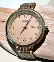 Shyanne Womens Chain Watch Rose Gold Tone Rhinestones Pink Bracelet - £10.20 GBP