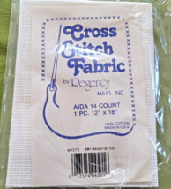 Cross Stitch Fabric Regency Mills Aida 14 Count White 12”x 18” USA New in Pkg - £3.15 GBP