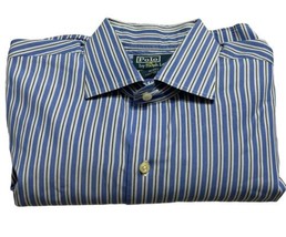 Polo Ralph Lauren Regent L/S Shirt Custom Fit Men&#39;s 16.5 Blue Striped Dress - £15.89 GBP