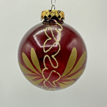 Red and Gold Christmas Glass Ornament 3&quot; West Germany Glitter - $8.00