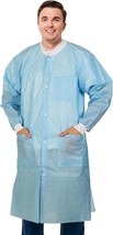 10 Blue Disposable Lab Coats 2XL 50gm/m2 /w Folded Collar, Knit Wrists - £24.08 GBP