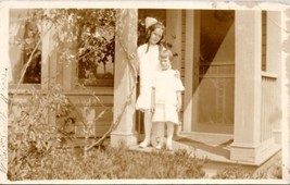 RPPC Darling Edwardian Girls Hair Bows Photo on Porch c1910 Postcard B21 - $12.95