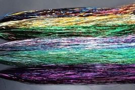 Tigofly 6 pa/lot 6 mixed colors 0.m Flashabou Tinsel Flash Flat Mylar Crystal Fl - £53.39 GBP
