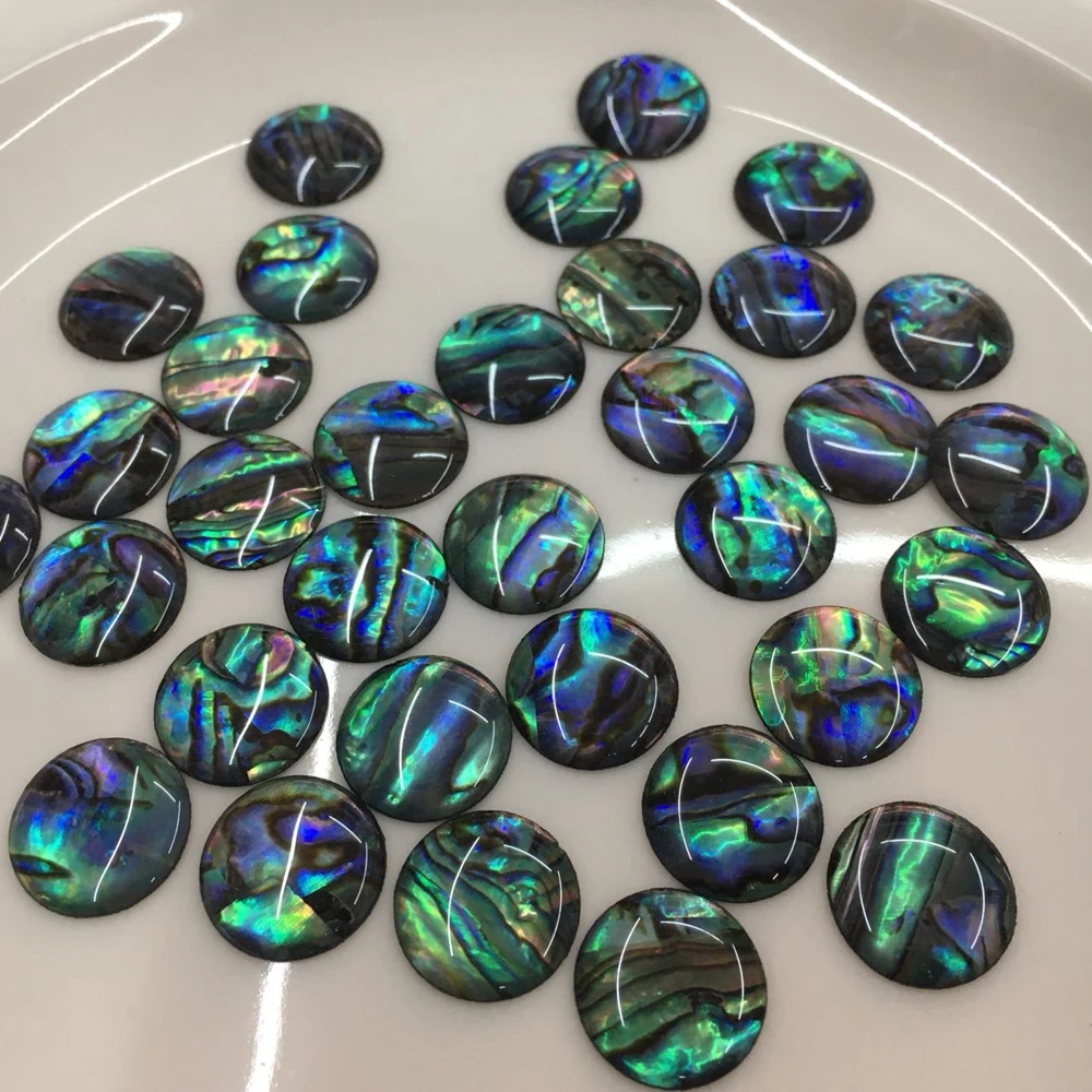 100pcs/lot 14mm Natural Round Cabochon Blue Abalone Shell Mother of Pear... - £60.52 GBP