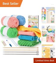 Complete Knitting Kit for Beginners: Learn to Knit Colorful Dishcloths E... - $49.45