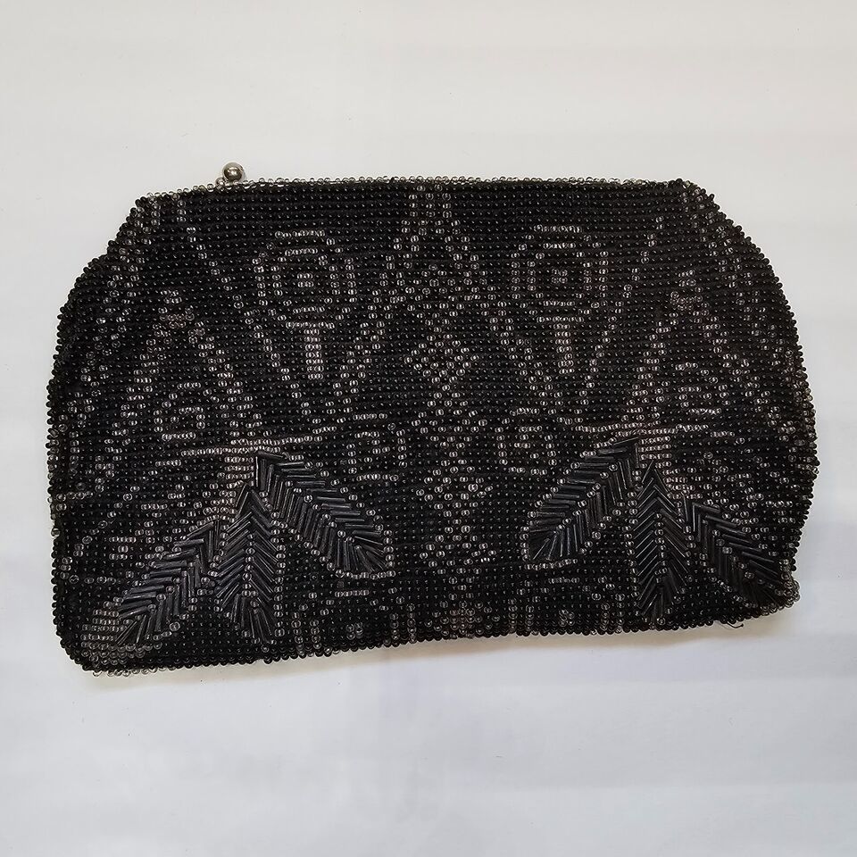 Primary image for Czechoslovakia Beaded Purse Bag Glass Seed Beads Zippered Closure Vintage 1920s