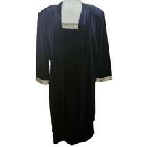 Black Velvet Bodycon Dress with Blazer Jacket Size 10 - £27.06 GBP
