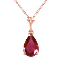 1.75 Carat 14K Rose Gold Pear Cut Genuine Ruby Necklace 14&quot;-18&quot; Inch Chain - £258.94 GBP