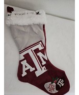 Texas A&amp;M Christmas Stocking Aggies Maroon White Football with Holly Design - £14.78 GBP