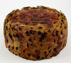Vintage Ladies 6&quot; Feather Pillbox Hat, Muggins Hall - £39.18 GBP